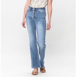 JUDY BLUE MID RISE VINTAGE BUTTON FLY BOOTCUT JEANS